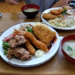 肝付町「米沢食堂」ミックスフライ定食を食べる